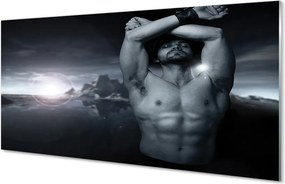 Panel szklany do Kuchni Mężczyzna na tle Gór