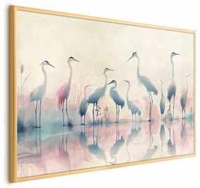 Plakat Ptaki nad jeziorem 30x21 cm z ramą złotą bez marginesu ARTGEIST B