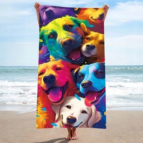 Ręcznik plażowy WOOF 100x180 cm kolorowy, 100% mikrofibra