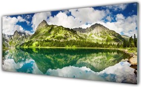 Szkło do Kuchni na Ścianę Odbicie Gór W Jeziorze
