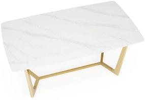 Stół CLEMENTE 160x90 biały marmur/złoty HALMAR