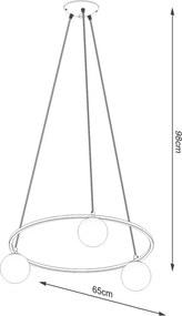 Biało-czarna lampa wisząca ze szklanym kloszem Umerta – Sollux