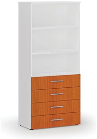 Szafa biurowa z szufladami PRIMO WHITE, 800 x 420 x 1781 mm, biały/wiśnia