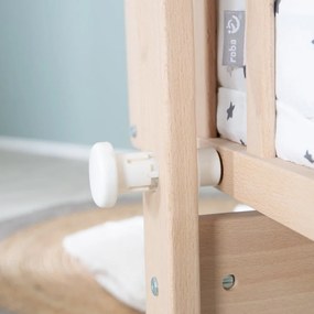 Kołyska z litego drewna bukowego na kółkach/z baldachimem 40x90 cm w naturalnym kolorze – Roba