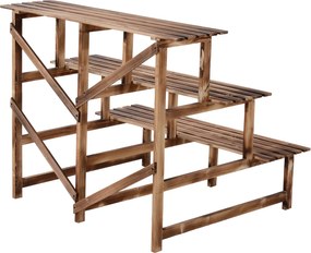 Outsunny regał na rośliny półka na kwiaty regał na kwiaty półka na rośliny stojak na kwiaty 3 stopnie drewno jodłowe kolor ciemnobrązowy 100 x 80 x 80 cm