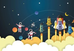 Fototapeta - Astronauci w kosmosie, ilustracja (196x136 cm)