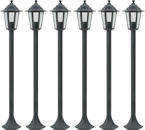 Zestaw 6 zielonych lamp stojących ogrodowych T5-W85