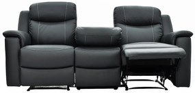 Kanapa 3-osobowa, 2-osobowa i fotel z funkcją relax EVASION ze skóry - Szary