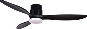 Wentylator sufitowy MISTRAL w nowoczesnym stylu - silnik pr?du sta?ego - 24W LED SMD - Kselect - pilot - ?wiat?o - 3 ostrza - ø132 cm - stal i drewno - czarny