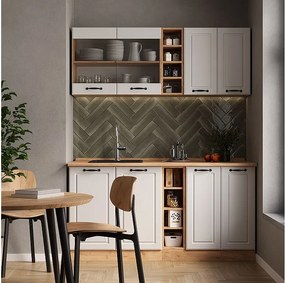 Kuchnia pojedyncza biały dworek/złoty dąb 160x46x81.6 r-line