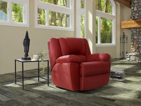 Fotel z funkcją relax AROMA ze skóry - Czerwony