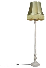 Klasyczna lampa podłogowa szara klosz Granny zielony 45cm - Classico Retro Oswietlenie wewnetrzne