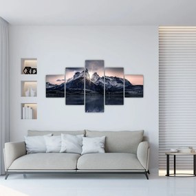 Obraz jeziora z górą (125x70 cm)