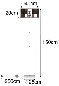 Orientalna lampa podłogowa biała z rattanu 40 cm - Akira Retro Oswietlenie wewnetrzne