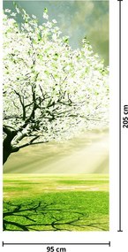 Fototapeta na drzwi - Drzewo na łące (95x205cm)
