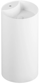 Umywalka z konglomeratu wolnostojąca okrągła biała matowa 87 x 44 cm KALMI WHITE MATT z otworem na baterię : Podłączenie syfonu - Do podłogi