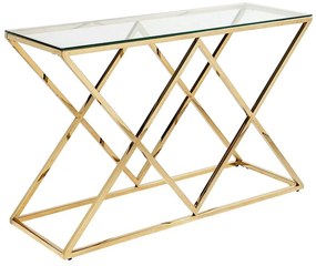 Konsola CHARLOTTE marki Pascal Morabito – szkło hartowane i stal – kolor złoty