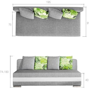 Sofa rozkładana z funkcją spania CALIA granatowa/biała ELTAP