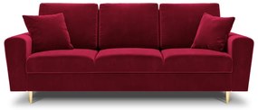 Czerwona aksamitna rozkładana/ze schowkiem sofa 235 cm Kyoto – Cosmopolitan Design