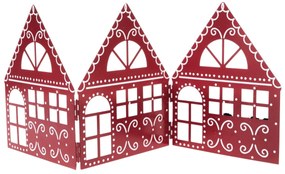 Świąteczna metalowa dekoracja Three housesczerwona, 50 x 20 x 2,5 cm