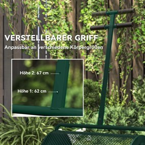 Outsunny Rozsiewacz kompostu 75 l 61x40cm rozsiewacz nawozu trawa ogród z uchwytem T kosz z siatki metal zielony | Aosom PL