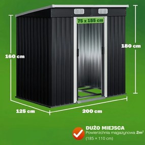 Domek narzędziowy L do ogrodu antracytowy Jurhan