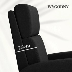 HOMCOM Fotel relaksacyjny, fotel telewizyjny z funkcją leżenia, tapicerowany, z regulowanym oparciem, podnóżek, czarny