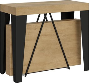 Konsola rozkładana 90x40/300 cm Algo dąb naturalny rama w kolorze antracytu