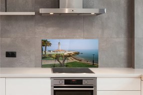 Panel Kuchenny Szklany Latarnia Morska na Skalistym Brzegu