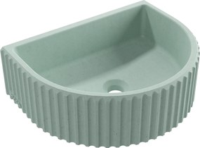 Umywalka betonowa podwieszana / nablatowa półokrągła bez otworu na baterię 45 x 36 cm MUSLIN | różne kolory : Kolor - Miętowy, Typ montażu - nablatowa