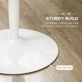 HOMCOM Stół Jadalny dla 2 Osób, Okrągły Blat Ø80 cm, MDF i Stal, Antypoślizgowy, Biały, 75H cm