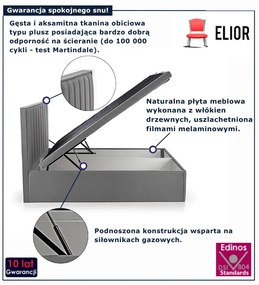 Szare łóżko kontynentalne do sypialni P5-H84
