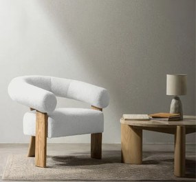 Biały designerski fotel KOKEI, dąb
