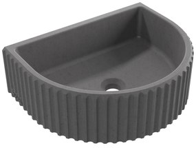 Umywalka betonowa podwieszana / nablatowa półokrągła bez otworu na baterię 45 x 36 cm MUSLIN | różne kolory : Kolor - Popielaty, Typ montażu - podwieszana