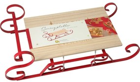 Świąteczna taca do serwowania z drewna sosnowego Sanki, 46 × 22 × 14 cm