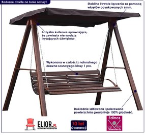 Drewniana huśtawka ogrodowa Kaori 4X orzech - 180cm