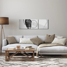 Obraz - Kobieta w krótkiej sukience (z zegarem) (90x30 cm)