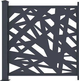 Ogrodzenie panelowe aluminiowe z geometrycznym wzorem laserowo wycinanym - Zestaw rozszerzający - W114 x S110 cm - Antracyt - NATAFO
