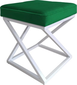 Pufa ZOA tkanina Welur loft ławka podnóżek metal : Kolor Stelaża - Biały, Kolor tkaniny - VELVET - MG25, Typ tkaniny - Velvet