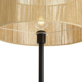 Lampa podłogowa czarna z beżowym abażurem z papierowego sznurka 50/50/25 - Simplo
