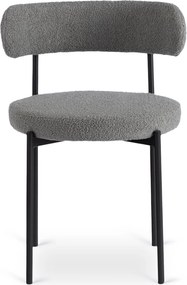 Krzesło Tapicerowane do Salonu TULSA Szare Boucle Nowoczesne