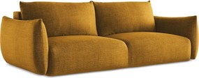 Kanapa 3-osobowa z funkcją spania - z tkaniny strukturalnej - musztardowy - LEILA