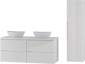 Biały Zestaw do Łazienki 120cm Szafka Blat Umywalka Słupek Etna