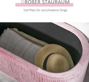 HOMCOM Ławka tapicerowana z pojemnikiem styl francuski elegancka różowa aksamitna do salonu | Aosom PL