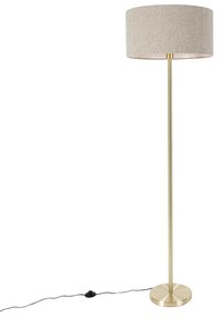 Mosiężna lampa podłogowa z abażurem boucle taupe 50 cm - SimploDesignerski Oswietlenie wewnetrzne