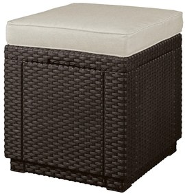 Ciemnobrązowy puf ogrodowy Cube – Keter