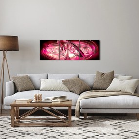 Obraz różowych fraktali (z zegarem) (90x30 cm)