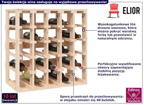 Prostokątny regał na wino z drewna sosnowego Jafos