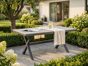 Stół ogrodowy aluminiowy antracyt 150x90x75 trwały blat kompozyt drewniany