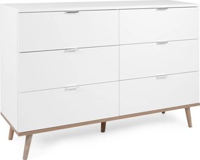 Biała komoda skandynawska z 6 szufladami Goteborg 120